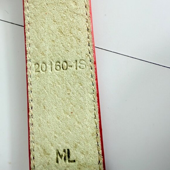 Chicos Red Snakeskin Embossed Belt Size M/L Y2K Silver Tone Fisherman Hook Loop - Picture 7 of 14